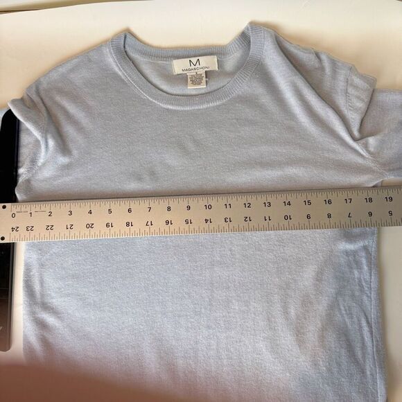 MAGASCHONI | blue tissue weight knit top | large | cashmere blend - Picture 8 of 9